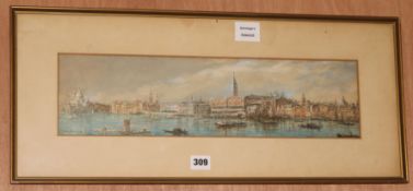 W. Henry, watercolour, Venetian lagoon, signed, 12 x 48cm