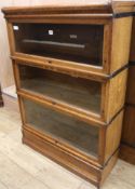 A three section globe-wernicke bookcase, H.125cm