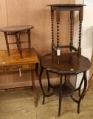 Three occasional tables, H.72cm (2) H.38cm