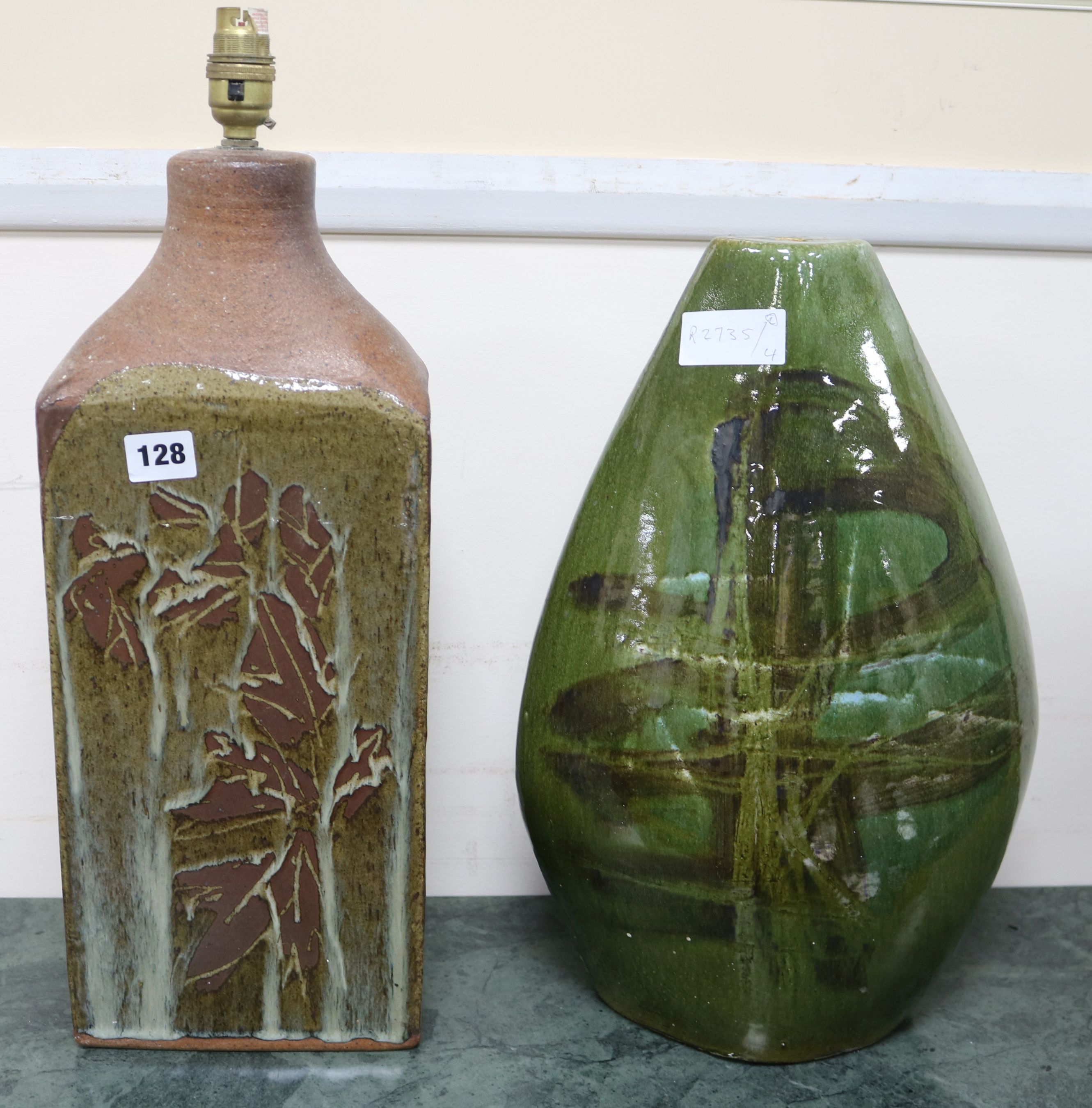 Two studio pottery lamp bases