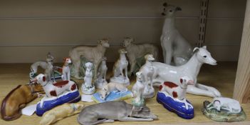 A collection of 19 ceramic models of greyhounds, various