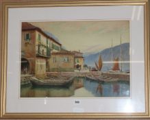 E.H. Burt-Smith Italian lake scene, watercolour, signed 38 x 54cm.