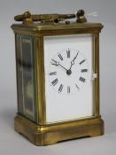 A French late 19th century gilt-brass carriage clock