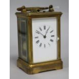 A French late 19th century gilt-brass carriage clock