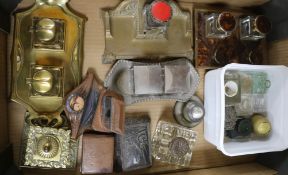 A collection of inkstands and inkwells