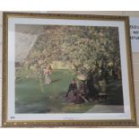 After Sir John Lavery print, Lawn Tennis Club, 57 x 67cm