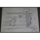 A reproduction of E H Shepherd Winnie the Pooh drawing, 19 x27cm