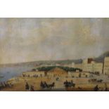 Neapolitan School (19th century), oil on board, View of promenade at Naples, 20 x 30cm