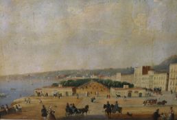 Neapolitan School (19th century), oil on board, View of promenade at Naples, 20 x 30cm