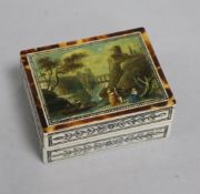 A Grand Tour Vizapat ivory and silver inlaid box