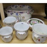 Various transfer printed and gilt decorated ewers, basins, slops pails, chamberpots, soap dishes,