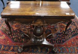 A William IV rosewood card table, W.91cm
