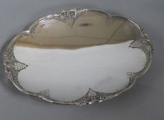 A pierced silver shallow dish, Frank Cobb & Co Ltd, Sheffield, 1960, 31cm, 22.5 oz.