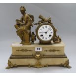 A French gilt metal and alabaster eight day mantel clock