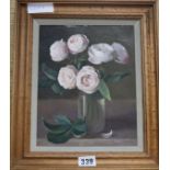 Gerald Norden, 1920-2000, oil on board, still life of roses, signed, 24 x 19cm