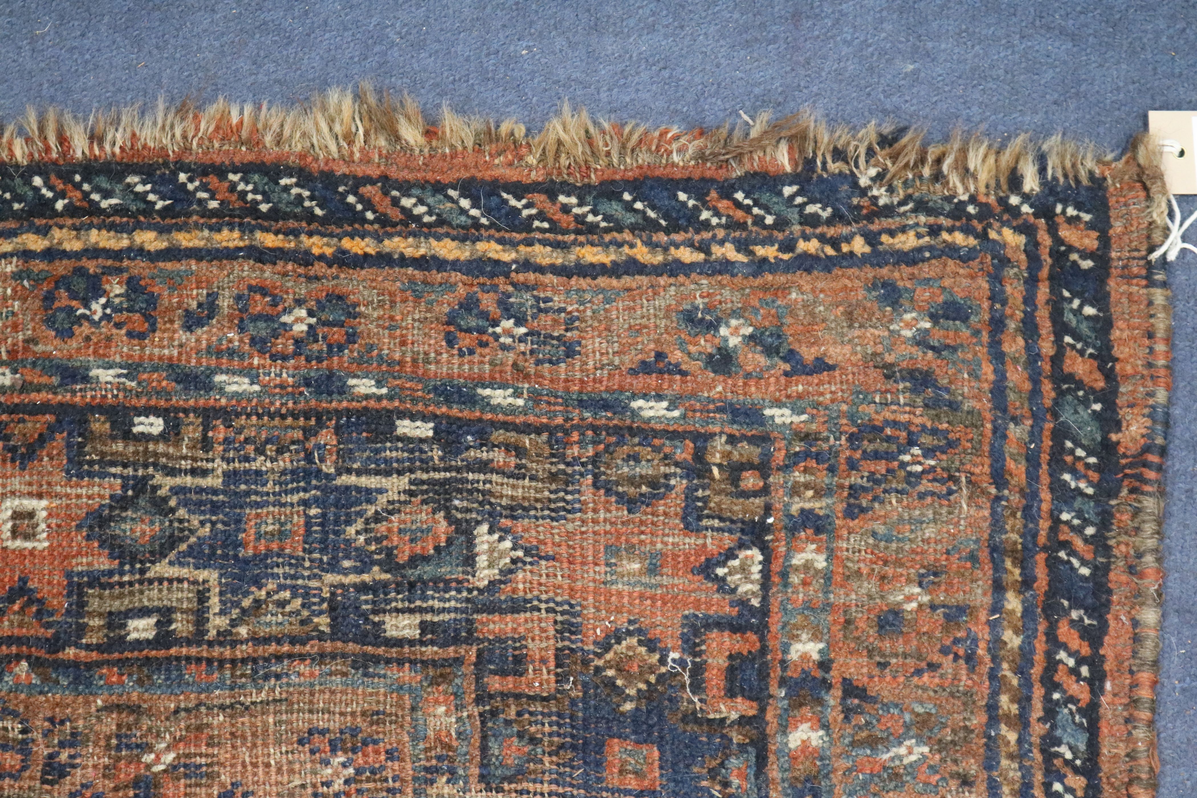 A Shiraz rug, a Bokhara saddlecloth and another rug (wear) 200 x 155cm, 120 x 75cm & 140 x 85cm - Image 10 of 11