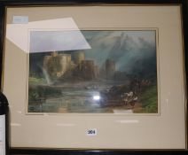 After JMW Turner, pair coloured engravings, 26 x 41cm26 x 41ins