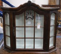 A Dutch style walnut table top glazed display cabinet with canted sides, W.72cm
