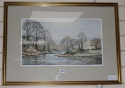 Robert Luckhurst, watercolour, The Derwent Borrowdale, 28 x48cm