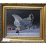 Pamela Wilmot, oil, "Sylvia's Gravy Boat', signed, 19 x 24cm