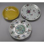 Two Chinese porcelain dishes and a plate