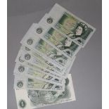 Fourteen J B Page One Pound notes and four sequential One Pound notes