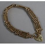 A 9ct gold gatelink bracelet, 15.3 grams.