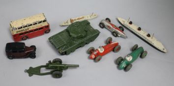 A quantity of toy cars, boats etc,