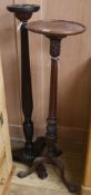 A Victorian mahogany reeded baluster column torchere (a.f.) and another mahogany torchere H.