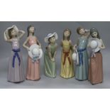 Six Lladro figures