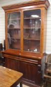 A Victorian mahogany glazed bookcase, H.217cm