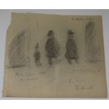 Attributed to Lowrypencil drawingFigure study, Three Figures 1949inscribed in pencil26 x 27cm