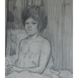 Clifford Hall (1904-1973)pencil drawingPortrait of a black lady,dated 12.3.6433 x 28cm