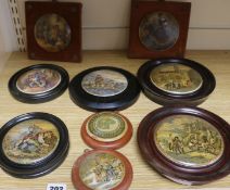 Nine various Victorian framed pot lids