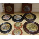 Nine various Victorian framed pot lids