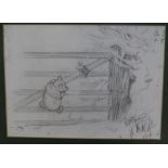 A reproduction of E H Shepherd Winnie the Pooh drawing, 19 x 27cm