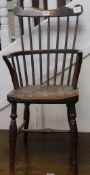 A Thames Valley comb back yew, elm and fruitwood child's Windsor chair