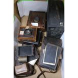 A collection of old cameras