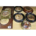 Eight Victorian framed pot lids