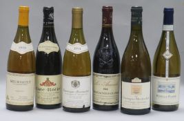 Four assorted white wines including Meursalt, 1993 and two Chassagne Montrachet 1994 & 1995 and