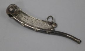 A Victorian silver bosun's call, Hilliard & Thomason, Birmingham, 1877?,