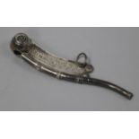 A Victorian silver bosun's call, Hilliard & Thomason, Birmingham, 1877?,