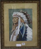 J. C. Robertson 1927, watercolour, portrait of a North American Indian, signed, 34.5 x 24.5cm