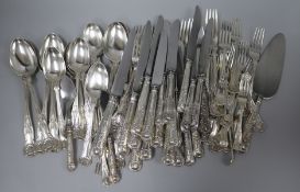 A part canteen of modern silver Kings pattern cutlery, A. Haviland-Nye, London 1973/4/5 and