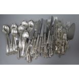 A part canteen of modern silver Kings pattern cutlery, A. Haviland-Nye, London 1973/4/5 and