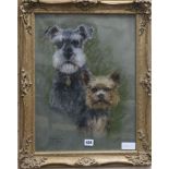 Pastel of dogs by Marjorie Cox,49 x 36cm