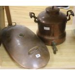 A GWR copper kettle and a warming pan