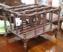 A Victorian mahogany bobbin turned canterbury W.49cm