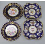 A pair of Chamberlains dishes and two plates