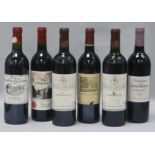Six assorted red wines including Clos Rene, Pomerol, 1994, Chateau Hortin Ducasse, 1988 and two